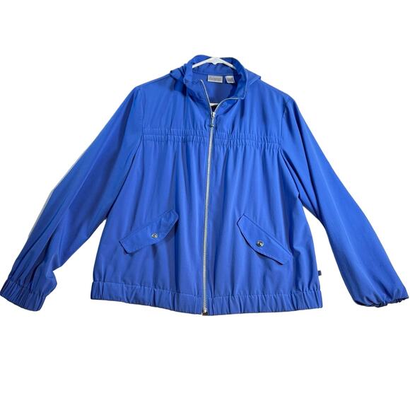 Chico's Zenergy Hooded Jacket Woman Chico's Sz1 (US Sz Medium) Full Zip Stretch - Picture 1 of 16